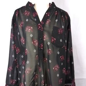 Sheer Black & Burgundy Top